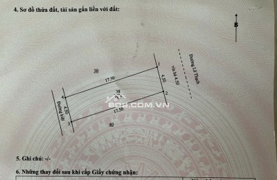 Bán đất tặng nhà cấp 4 mặt tiền Lê Thạch, phường An Khê.- diện tích 80m2